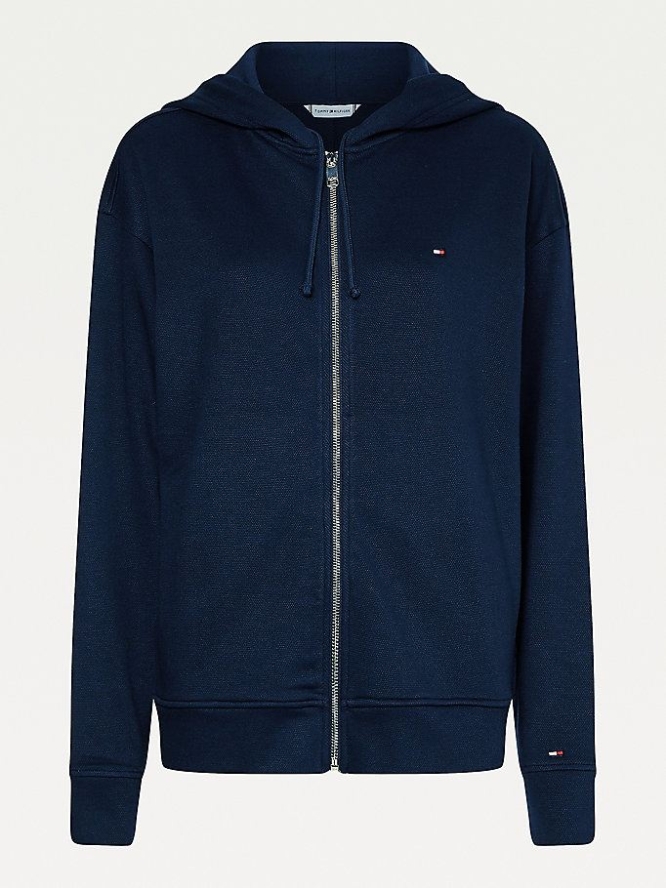 Tommy Hilfiger Zip-Thru Relaxed Fit Hoodie Damen Dunkelblau | AT274LPKO