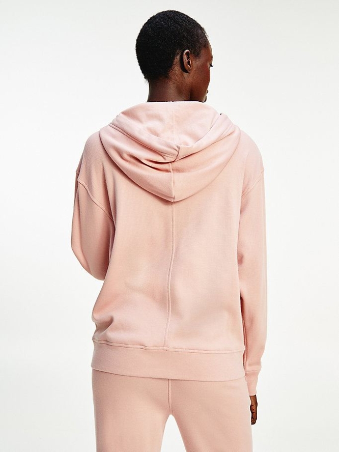 Tommy Hilfiger Zip-Thru Relaxed Fit Hoodie Damen Rosa | AT486BRDV