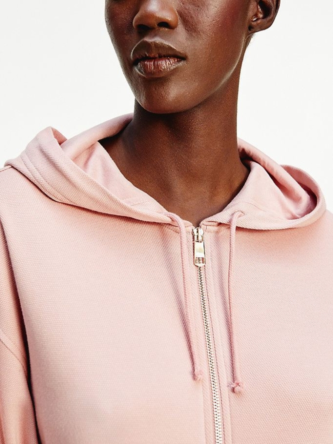 Tommy Hilfiger Zip-Thru Relaxed Fit Hoodie Damen Rosa | AT486BRDV