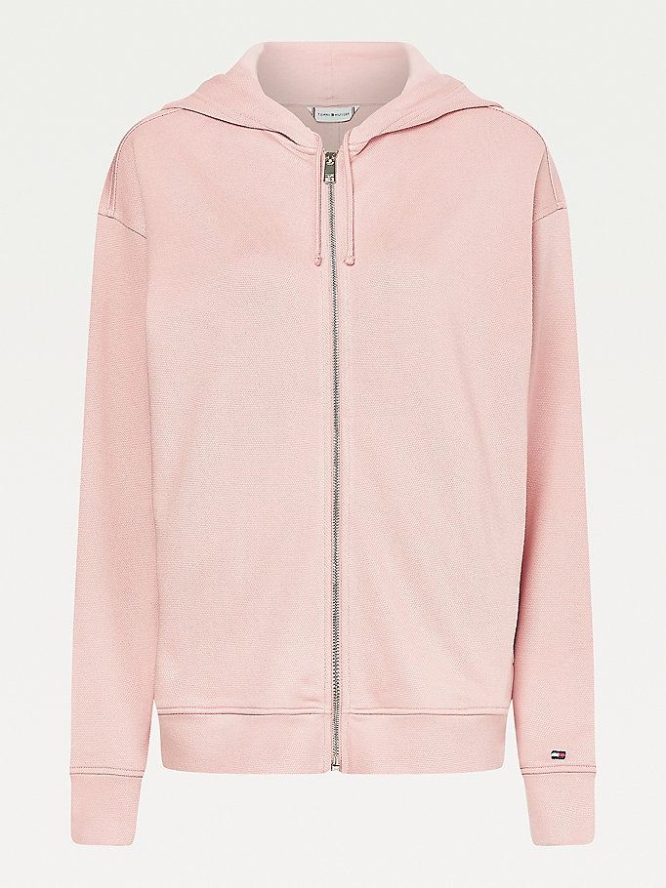 Tommy Hilfiger Zip-Thru Relaxed Fit Hoodie Damen Rosa | AT486BRDV