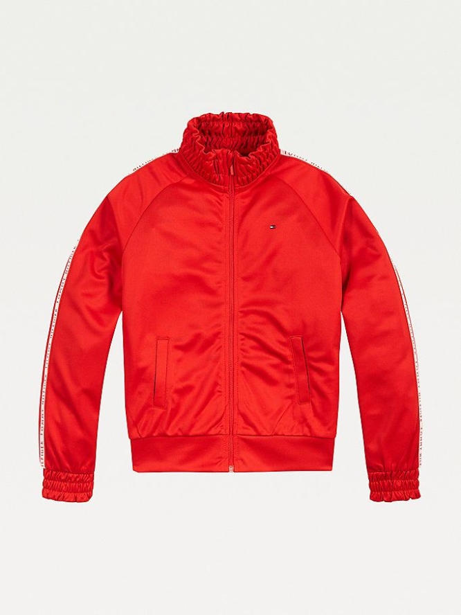 Tommy Hilfiger Zip-Thru Track Jacke Kinder Tiefesrot | AT174QSAX