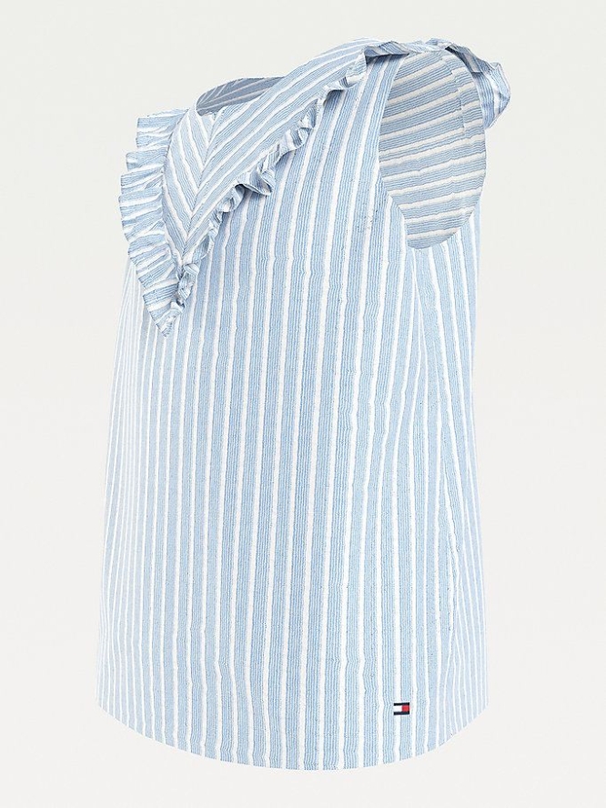 Tommy Hilfiger Ärmellose Stripe Organic Baumwoll Top Oberteile Kinder Blau | AT356DBRJ